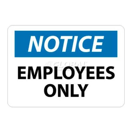 National Marker Co NMC OSHA Sign, Notice Employees Only, 10in X 14in, White/Blue/Black N215RB